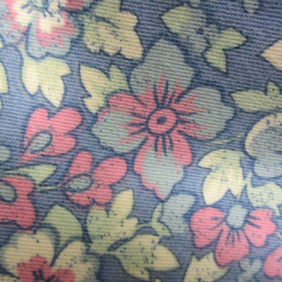 Vtg LL Bean Women XL Blue Pink Floral Heavy Cotton A Line Front Zip Pleats 35" - Picture 3 of 12